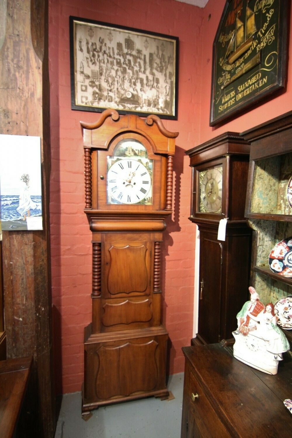 photo vinterior Large 19th Century Mahogany 8 Day Arch Dial Longcase Clock ' John Jones , Pwllheli'