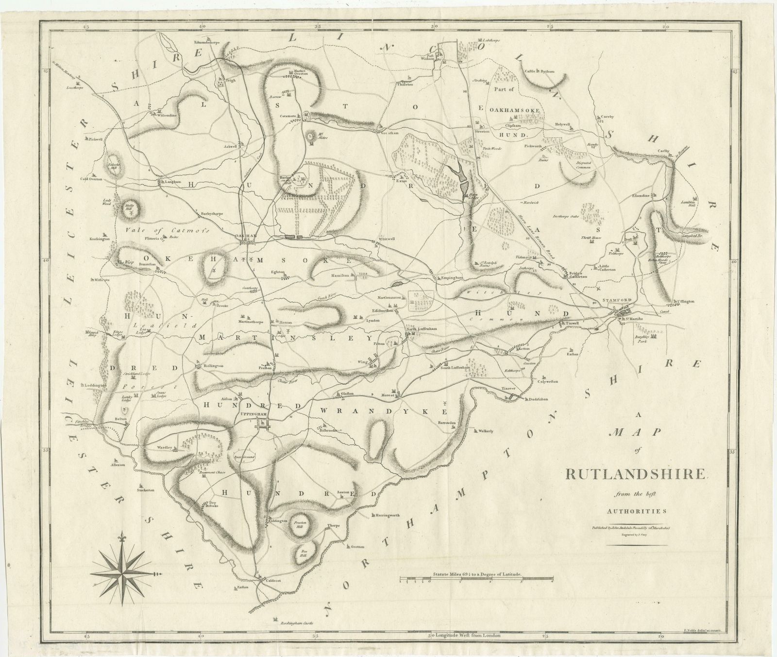 Large Antique County Map Of Ruthlandshire, England photo furniture