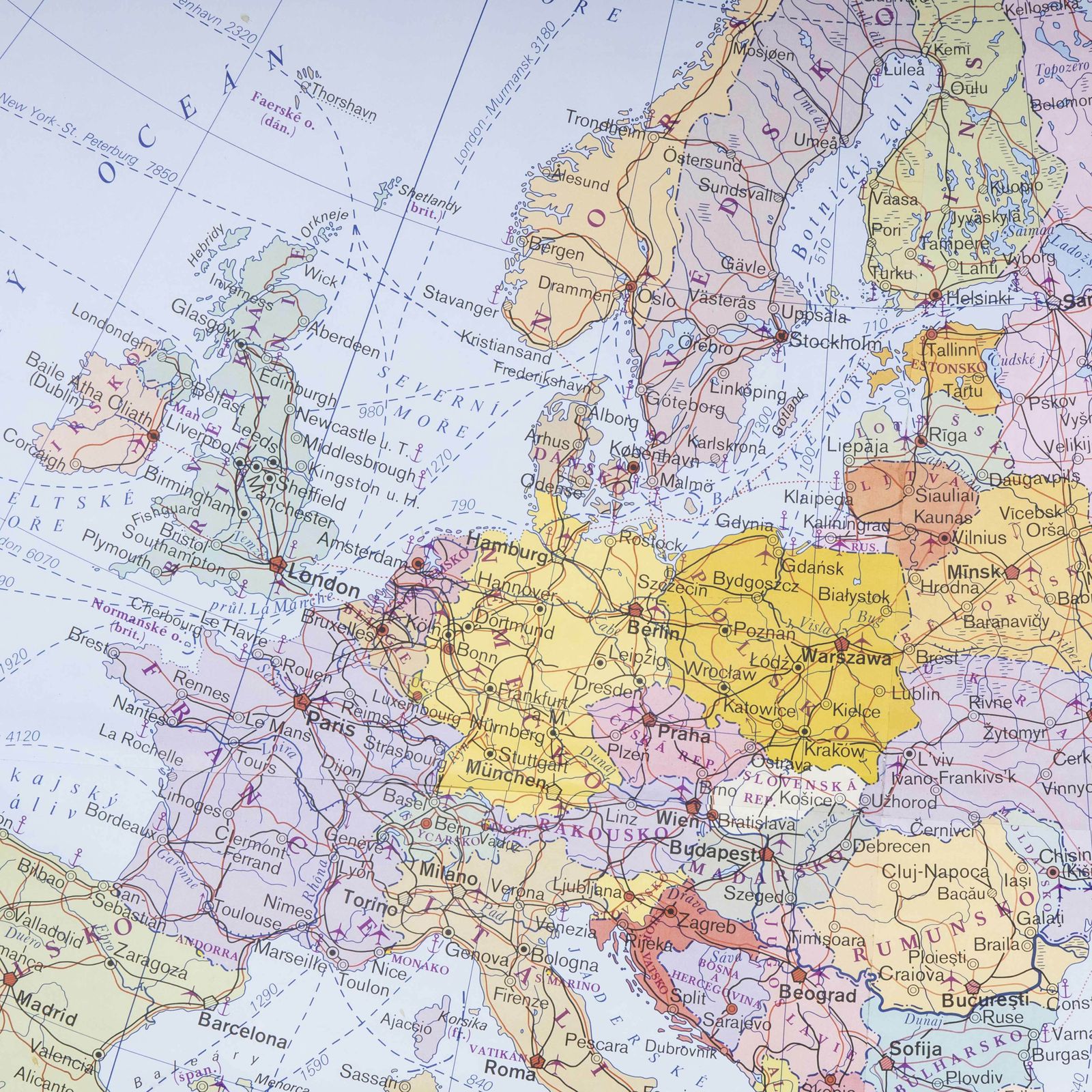 Late 20th Century Educational Geographic Map – European Countries photo furniture