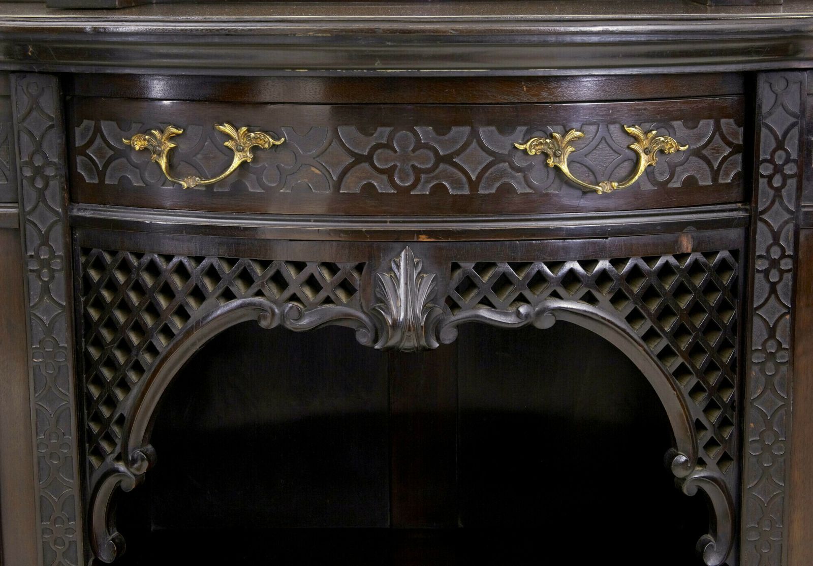 Edwardian Chippendale Revival Carved Mahogany Cabinet photo Furniture
