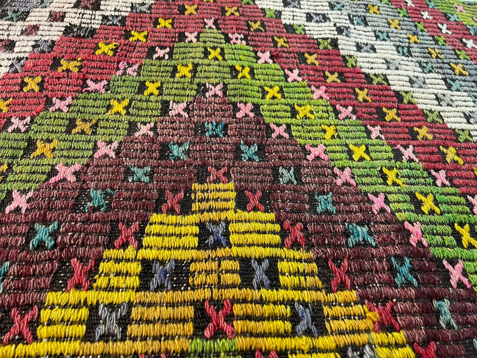 Turkish Mini Kilim Rug ,Vintage Anatolian Turkish Kelim 97 X 65 Cm photo vinterior