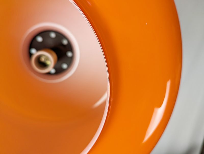 photo for sale Orange & White Incamiciato Murano Glass Pendant Lamp  Attrib. To Vistosi