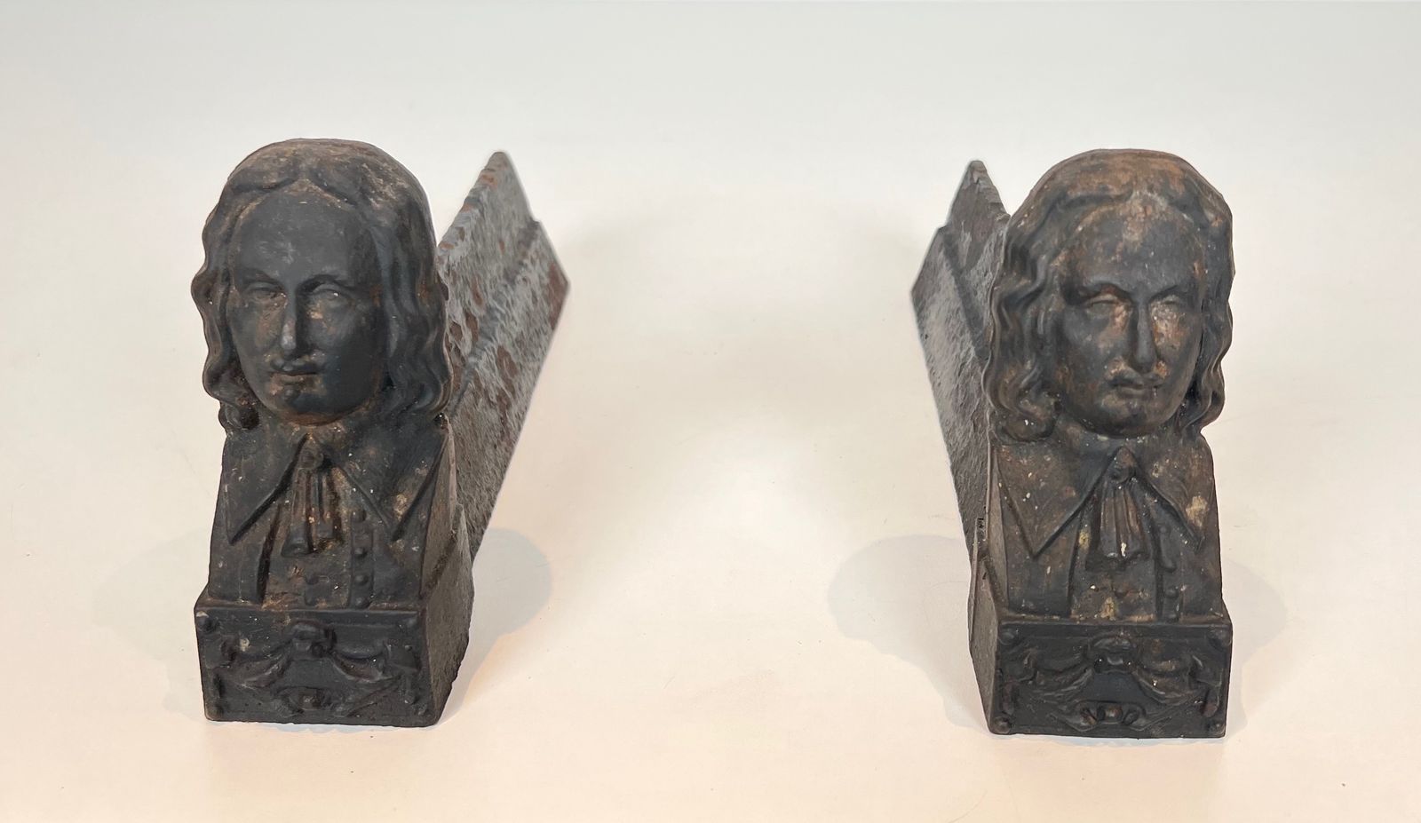 Pair Of Cast Iron Andirons With The Effigy Of Beethoven photo Home Decor