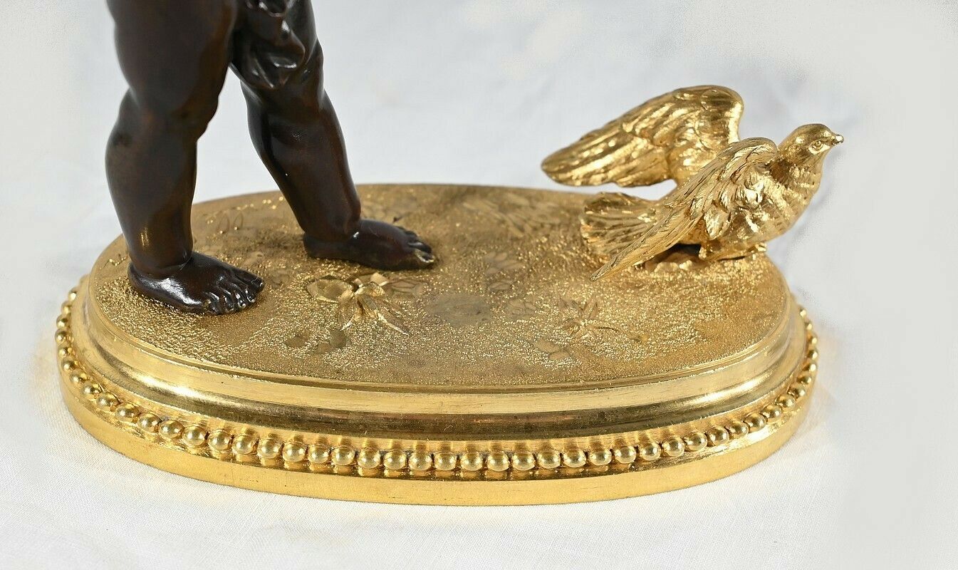 photo furniture Bronze Candlestick “Blindfolded Love”, Signed Ferville Suan – Late 19th Century