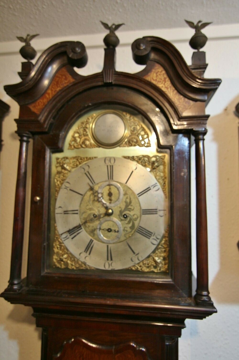 Good 18th Century Lancashire Oak & Mahogany Brass Dial 8 Day Longcase Clock 'Winstanley, Wigan' photo furniture