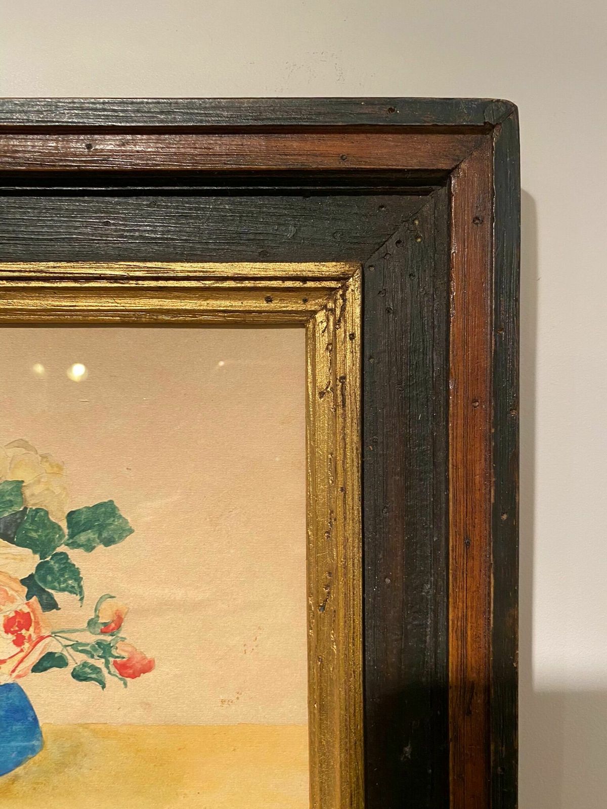 Old Painting, Still Life With Roses, 20th Century photo for sale