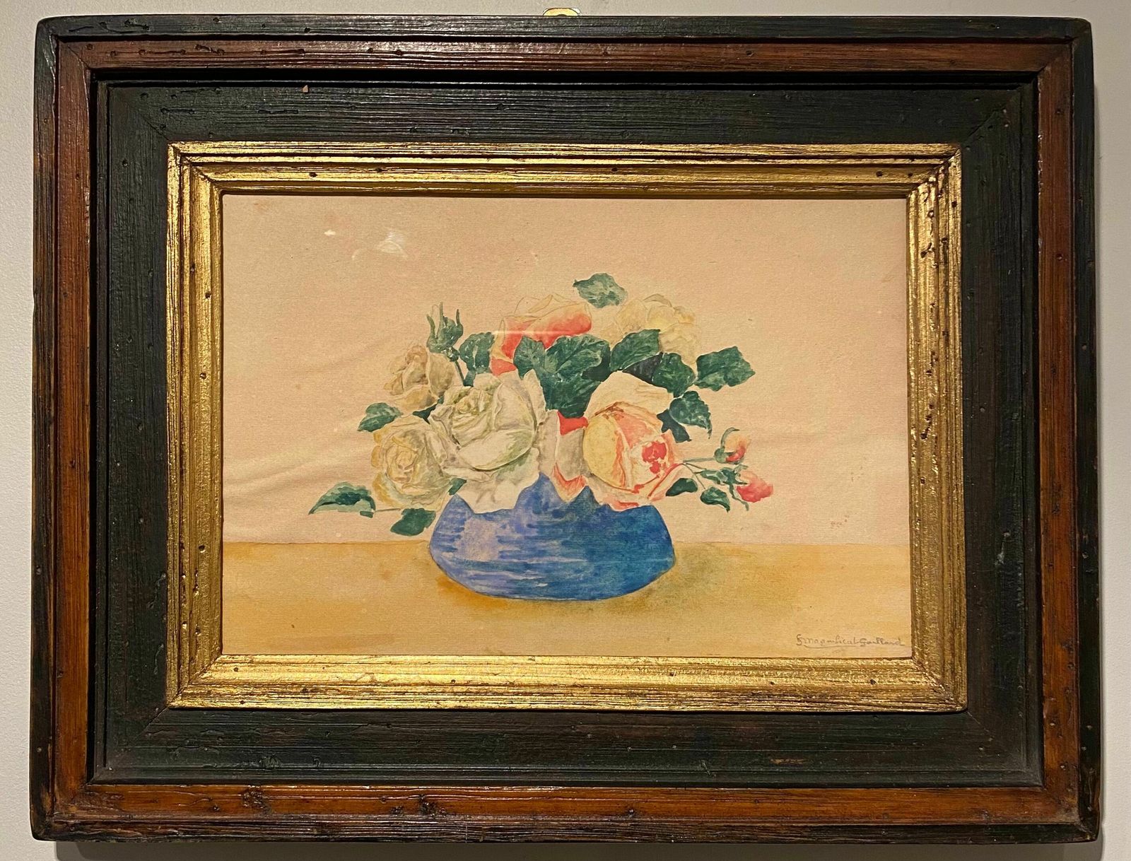 82.0 Old Painting, Still Life With Roses, 20th Century photo