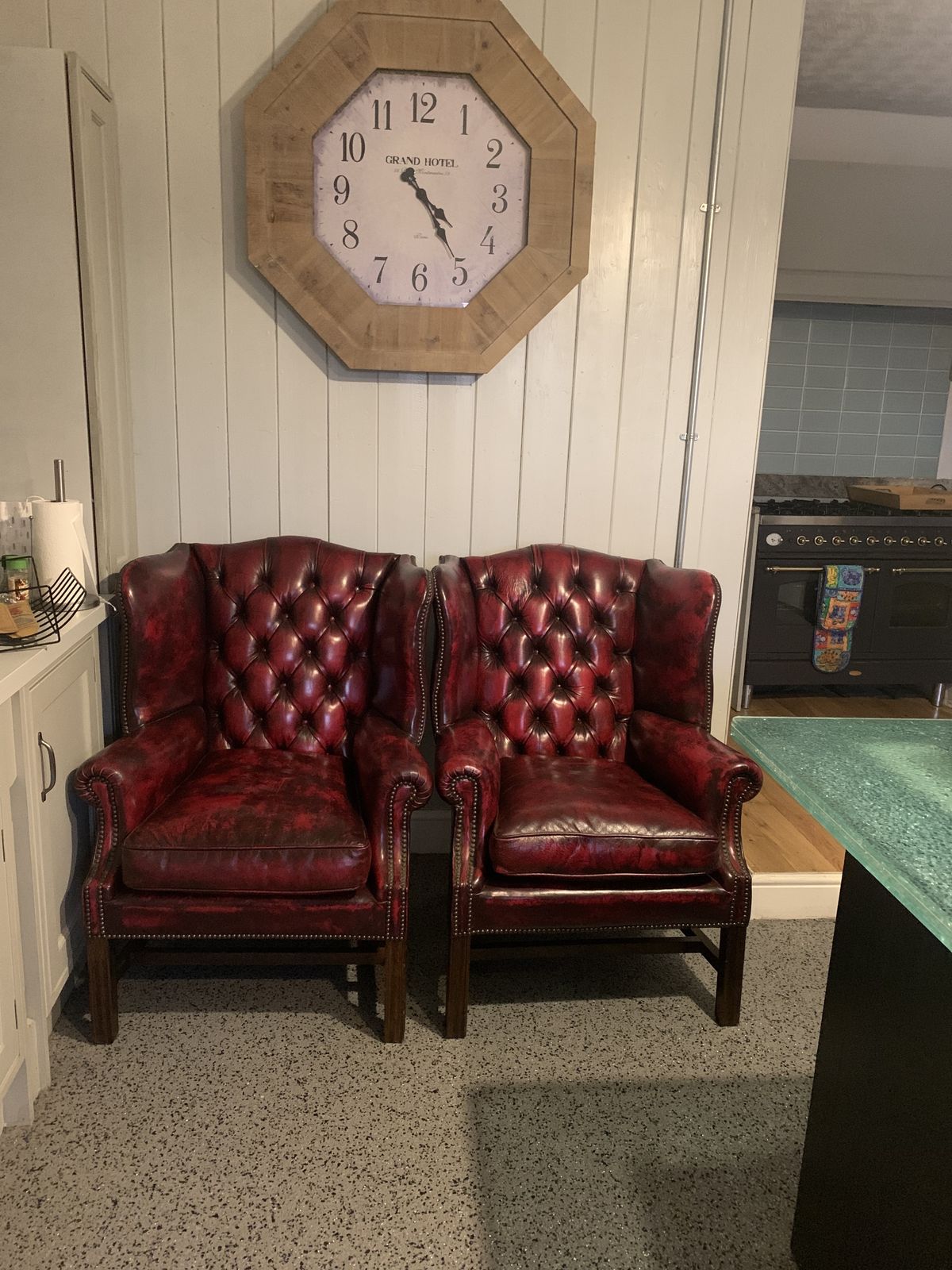 Quality Pair Of Vintage Chesterfield Wing Arm Chairs photo Furniture