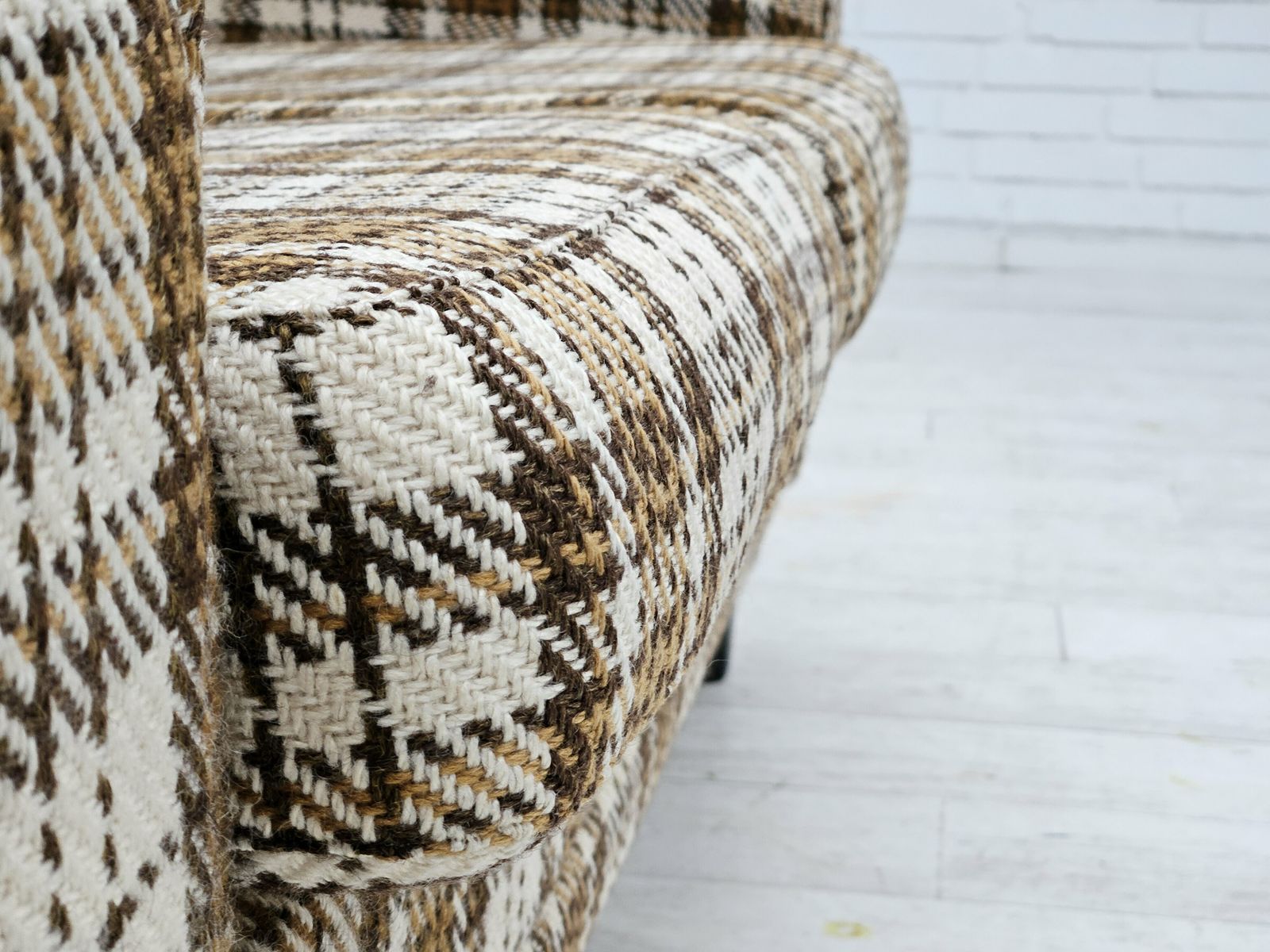 1970s, Danish 2 Seater Sofa, Original Very Good Condition, Furniture Wool. photo Furniture