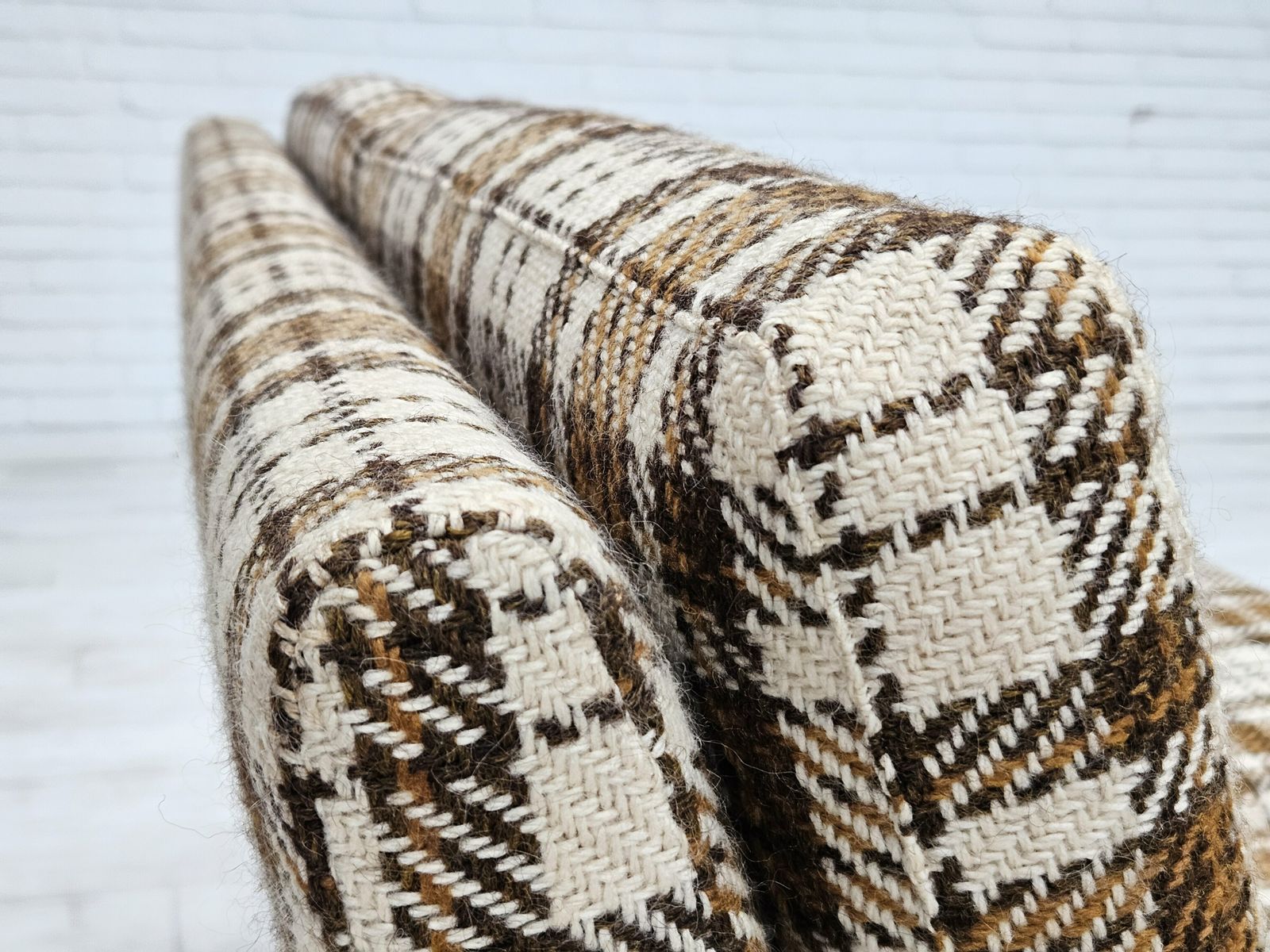 1970s, Danish 2 Seater Sofa, Original Very Good Condition, Furniture Wool. photo vintage