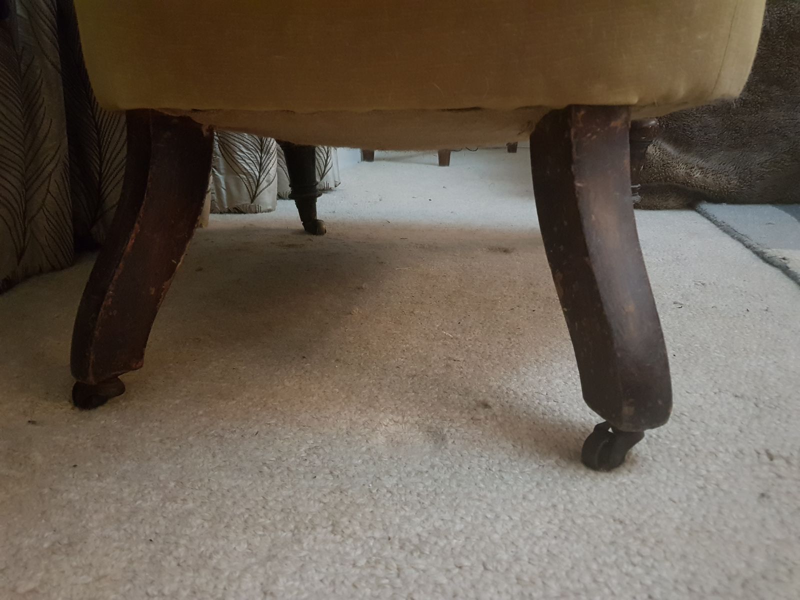 Gold Velvet And Mahogany Slipper Chair 1900s photo Furniture