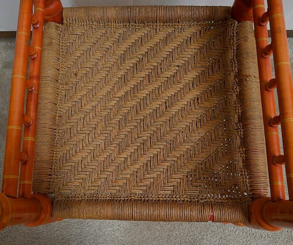 photo furniture Armchair In Painted Wood And Braided Ropes, India – 1st Part 20th Century