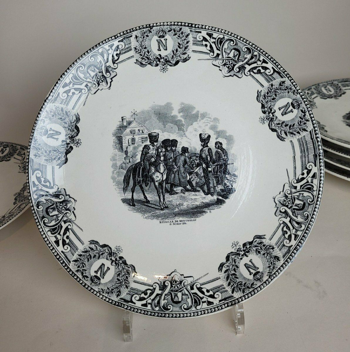 Boch La Louvière, Suite Of 18 Plates   Napoleonic Battles, Late 19th Century photo 380.0