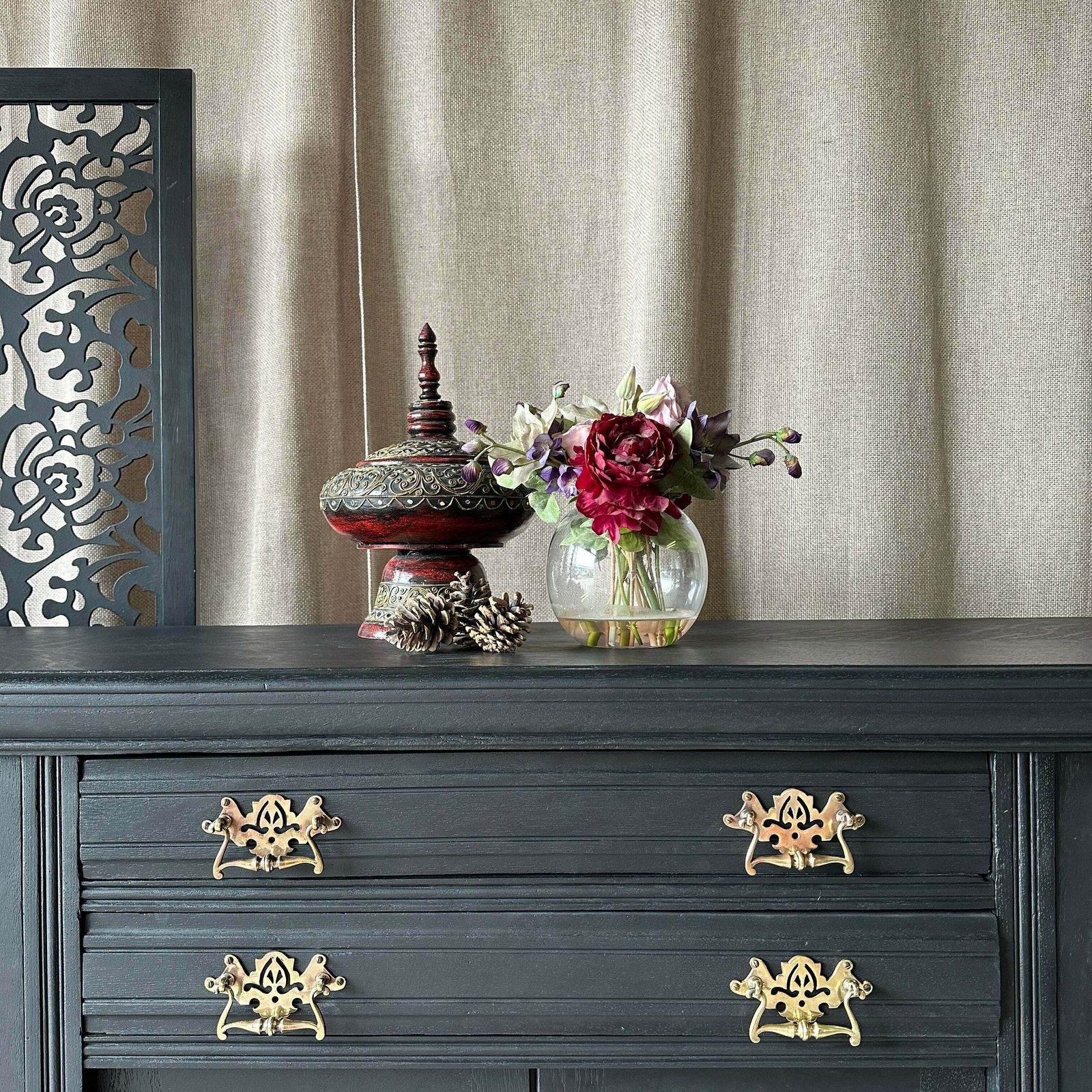 Painted Antique Sideboard Victorian Sideboard Heavily Carved Commission Order photo for sale