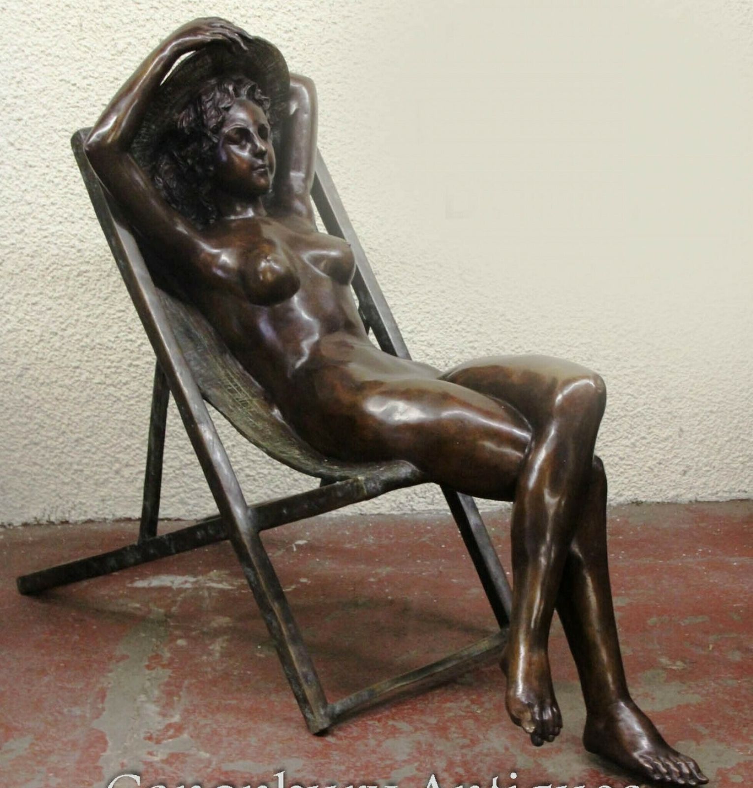 Pair Lifesize Nude Girls   Deck Chair Female Garden Statues photo 5500.0