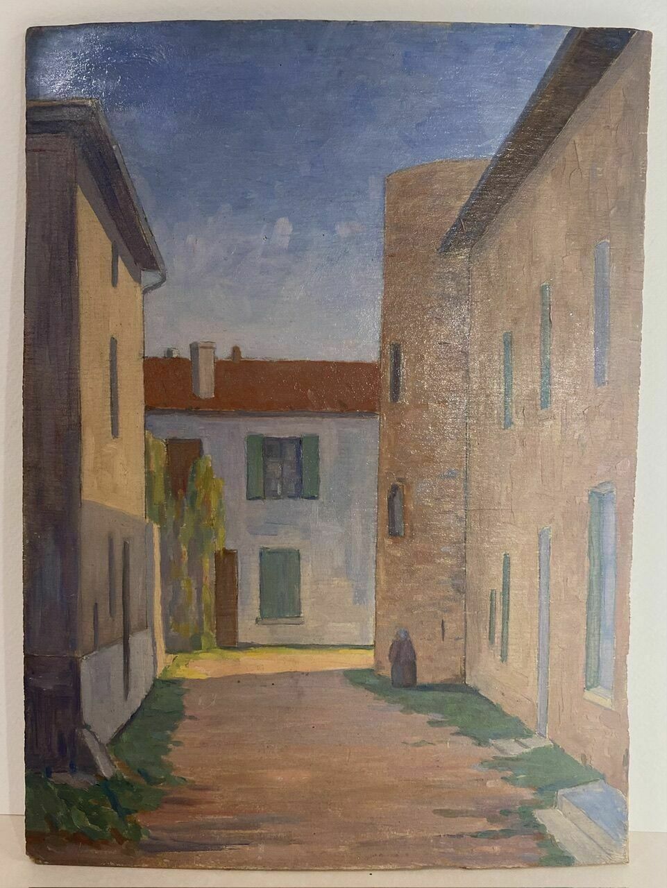 77.0 Painting, Landscape, Stamp Of The Artist's Studio Circa 1940 photo