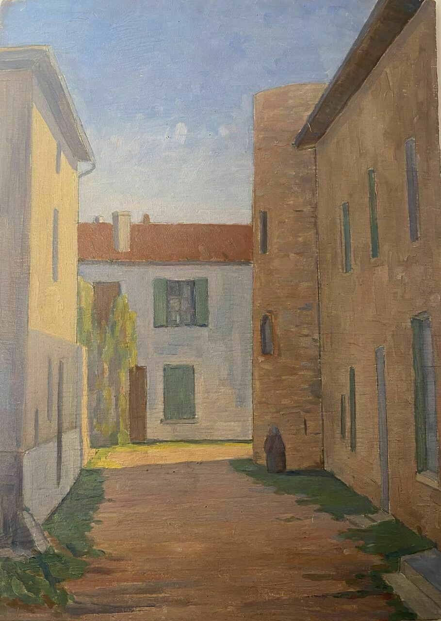 photo vinterior Painting, Landscape, Stamp Of The Artist's Studio Circa 1940