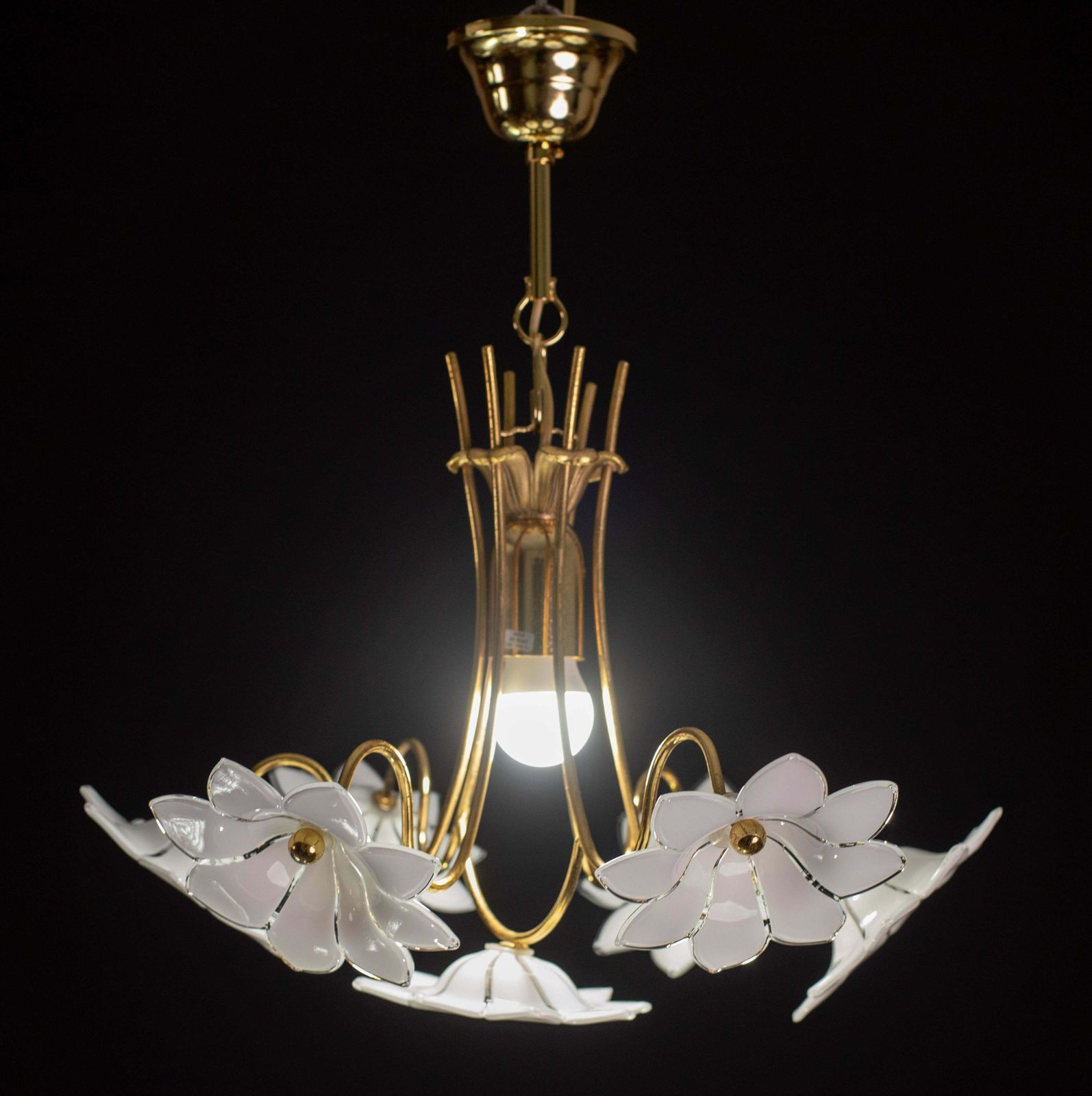 Petite Murano Vintage Chandelier White Flowers, 1970 photo furniture