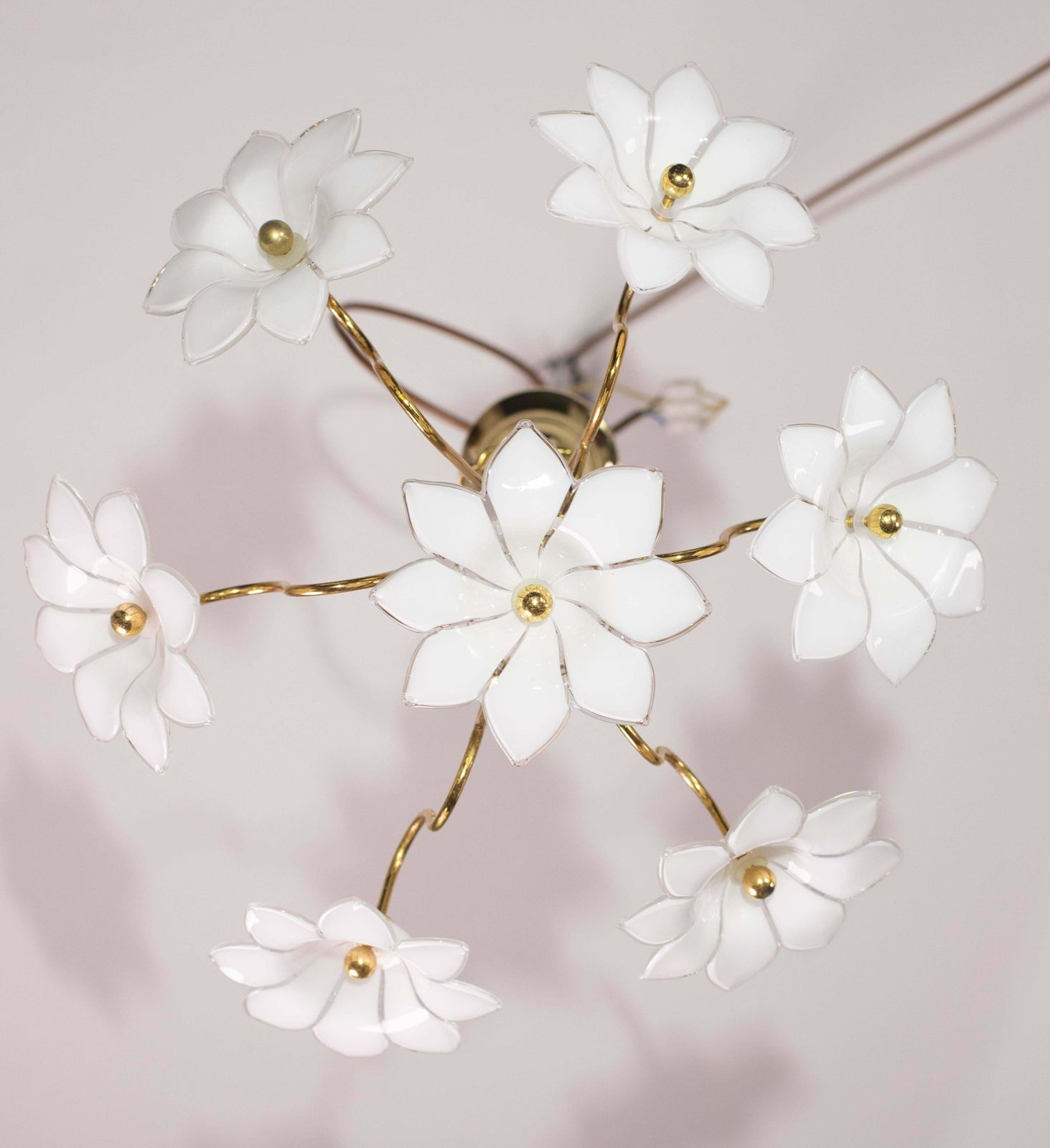 Petite Murano Vintage Chandelier White Flowers, 1970 photo vinterior