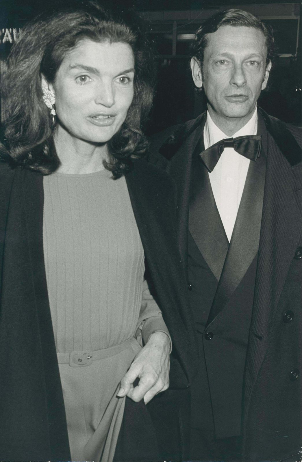 Michel Ginies Jackie Kennedy With Company, Black And White Photograph, Circa 1970s