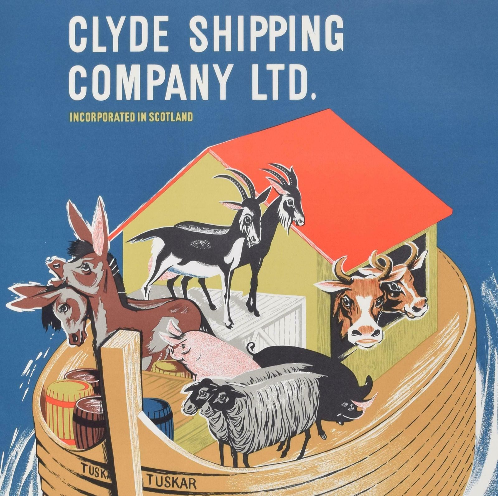 Lennox Paterson Noah's Ark For Clyde Shipping Company Original 1960 Poster By Lennox Paterson 1960 photo furniture