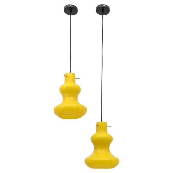 Massimo Vignelli Mid Century Modern Murano Glass Pendants For Vistosi, 60s Pair