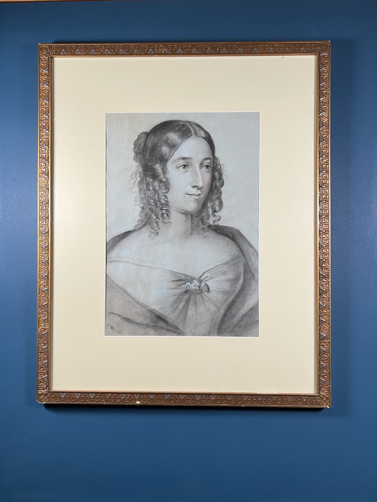 Early 19th Century, Pastel Drawing On Paper Of A Young Maiden