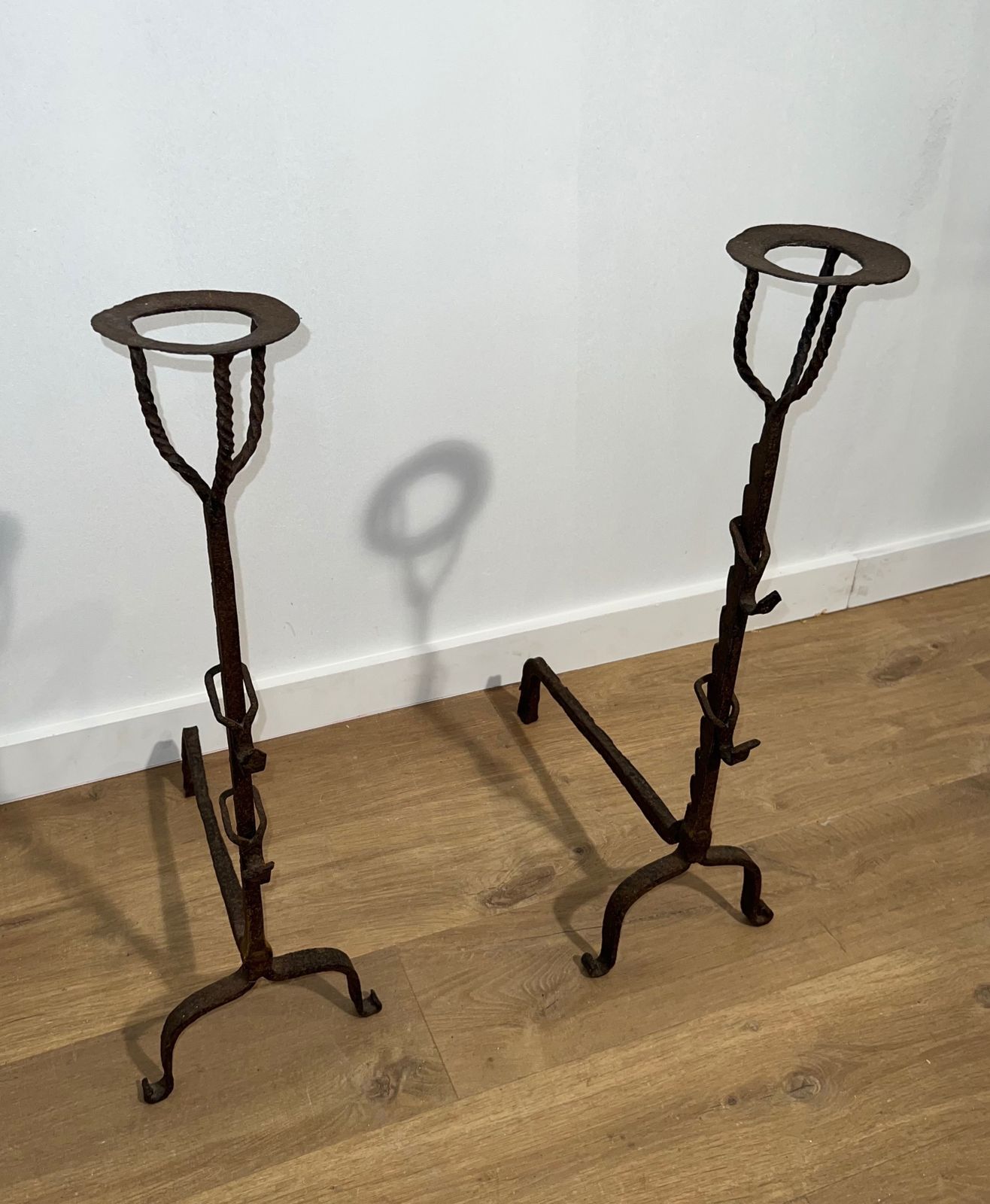 Home Fixtures Pair Of Wrought Iron Landiers, 18th Century And Earlier photo