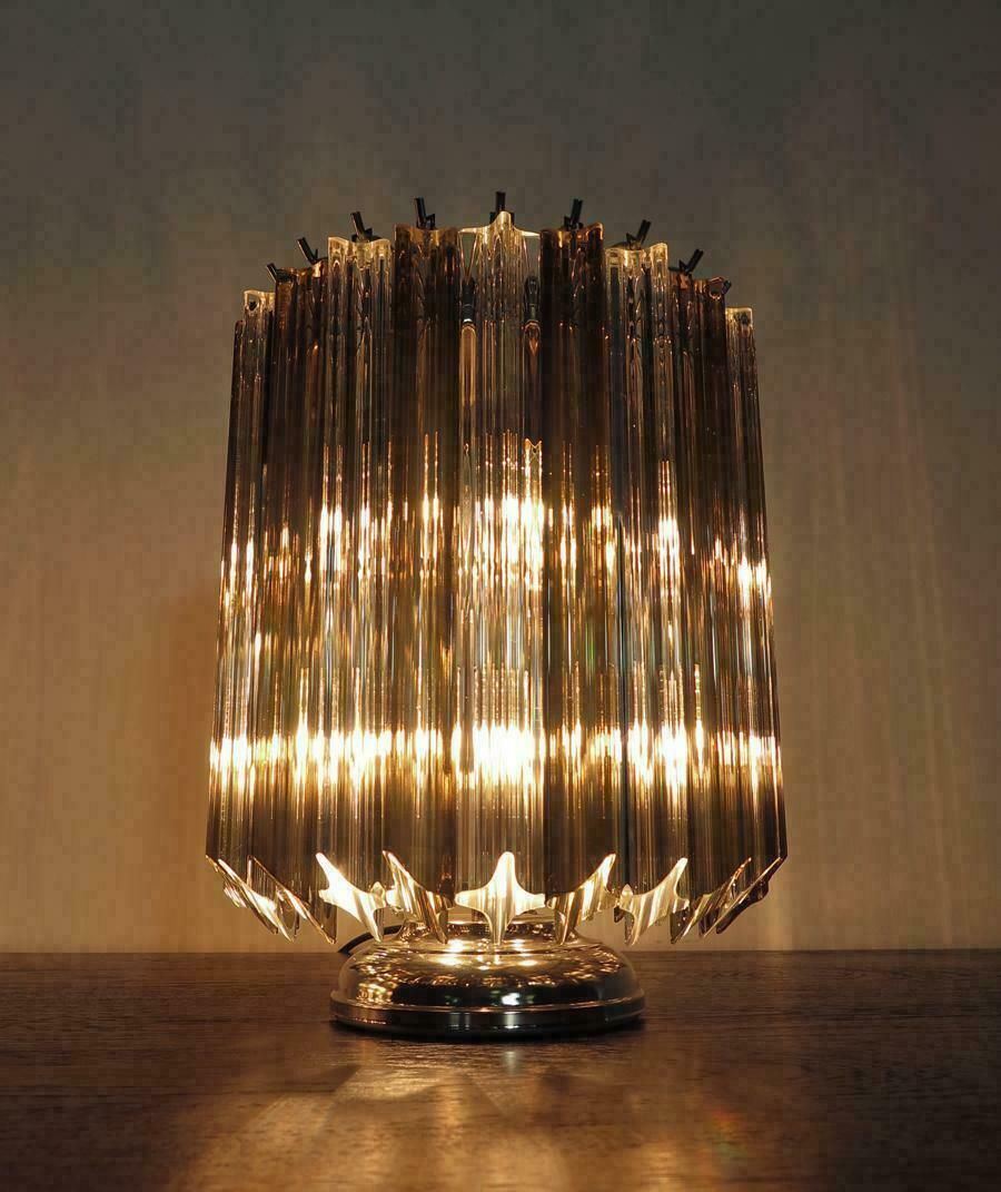 photo vintage Pair Of Table Lamps 24 Transparent And Smoked Quadriedri Murano 1990s