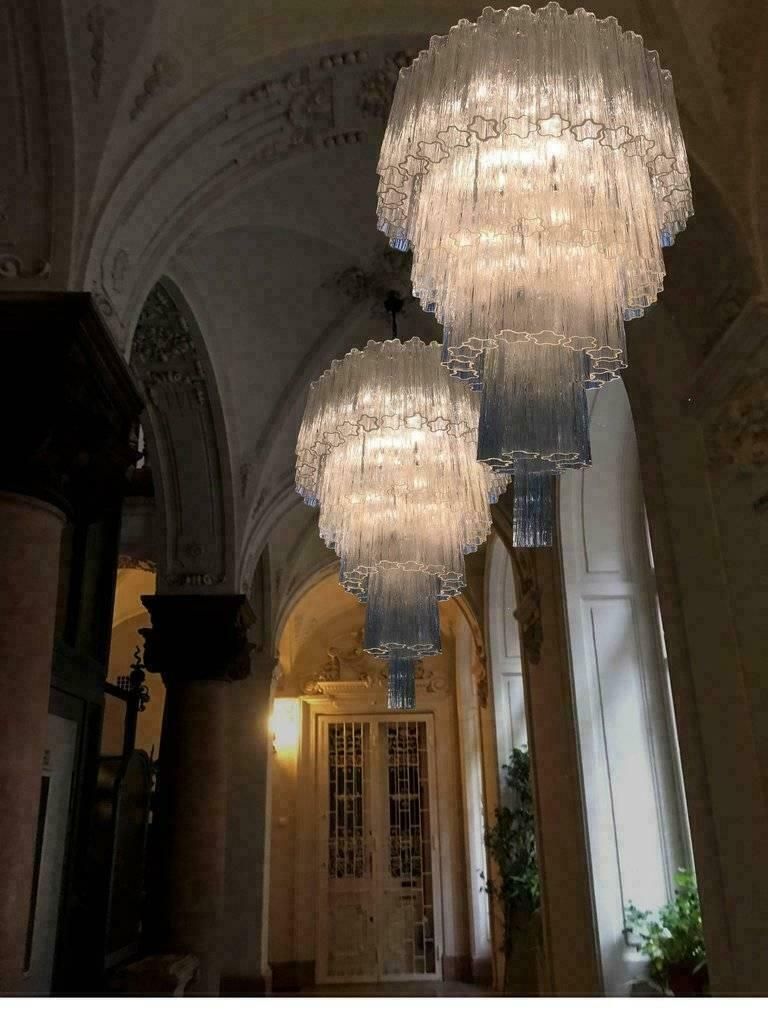 Pair Of Italian Tronchi Chandeliers In The Style Toni Zuccheri For Venini Murano photo for sale