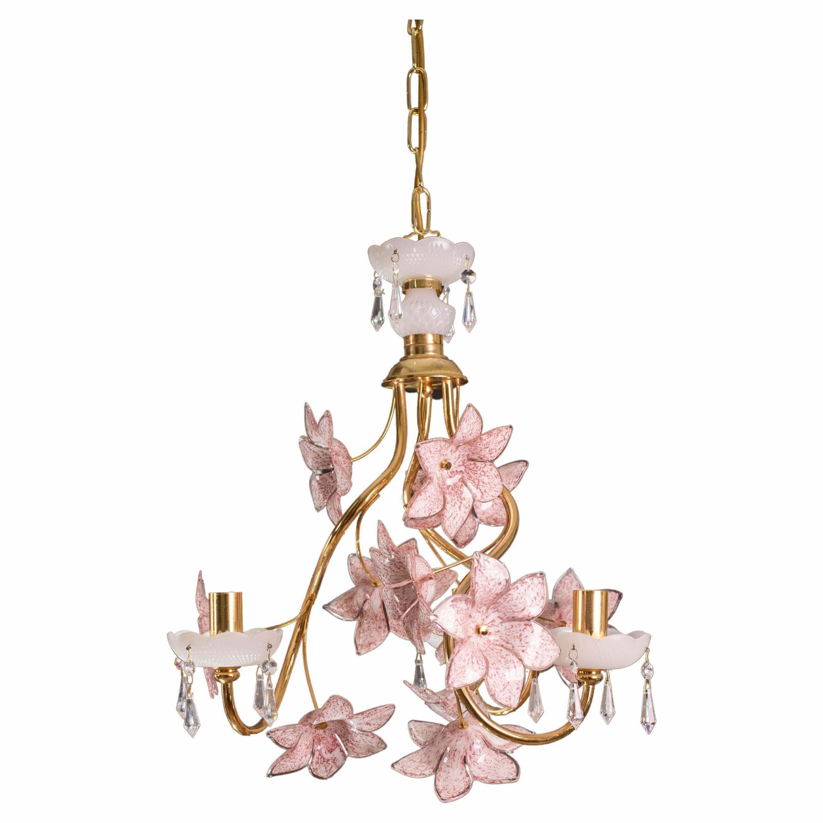 Delicious Pink Flowers Murano Chandelier, 1970s
