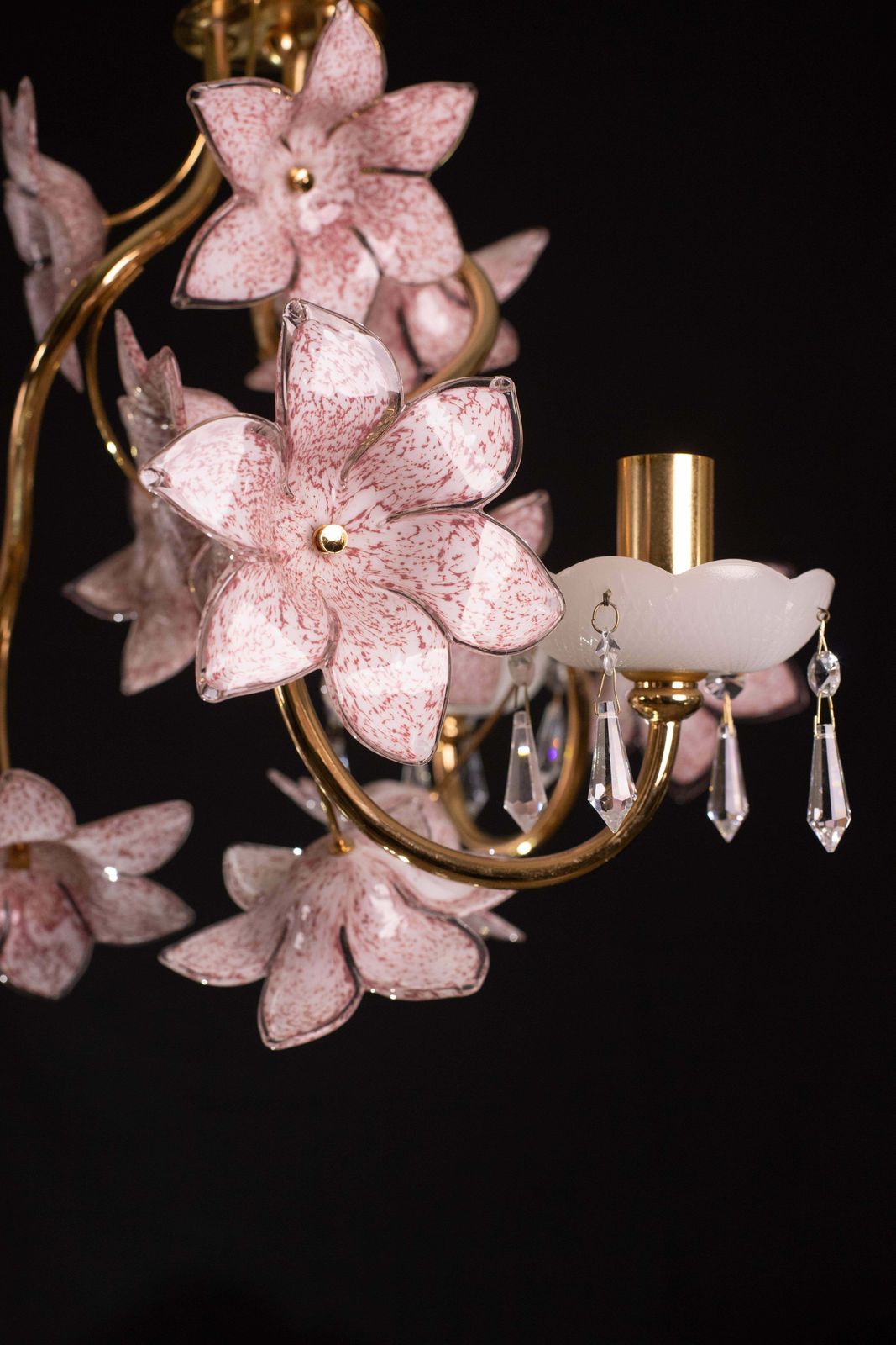 Lighting Delicious Pink Flowers Murano Chandelier, 1970s photo