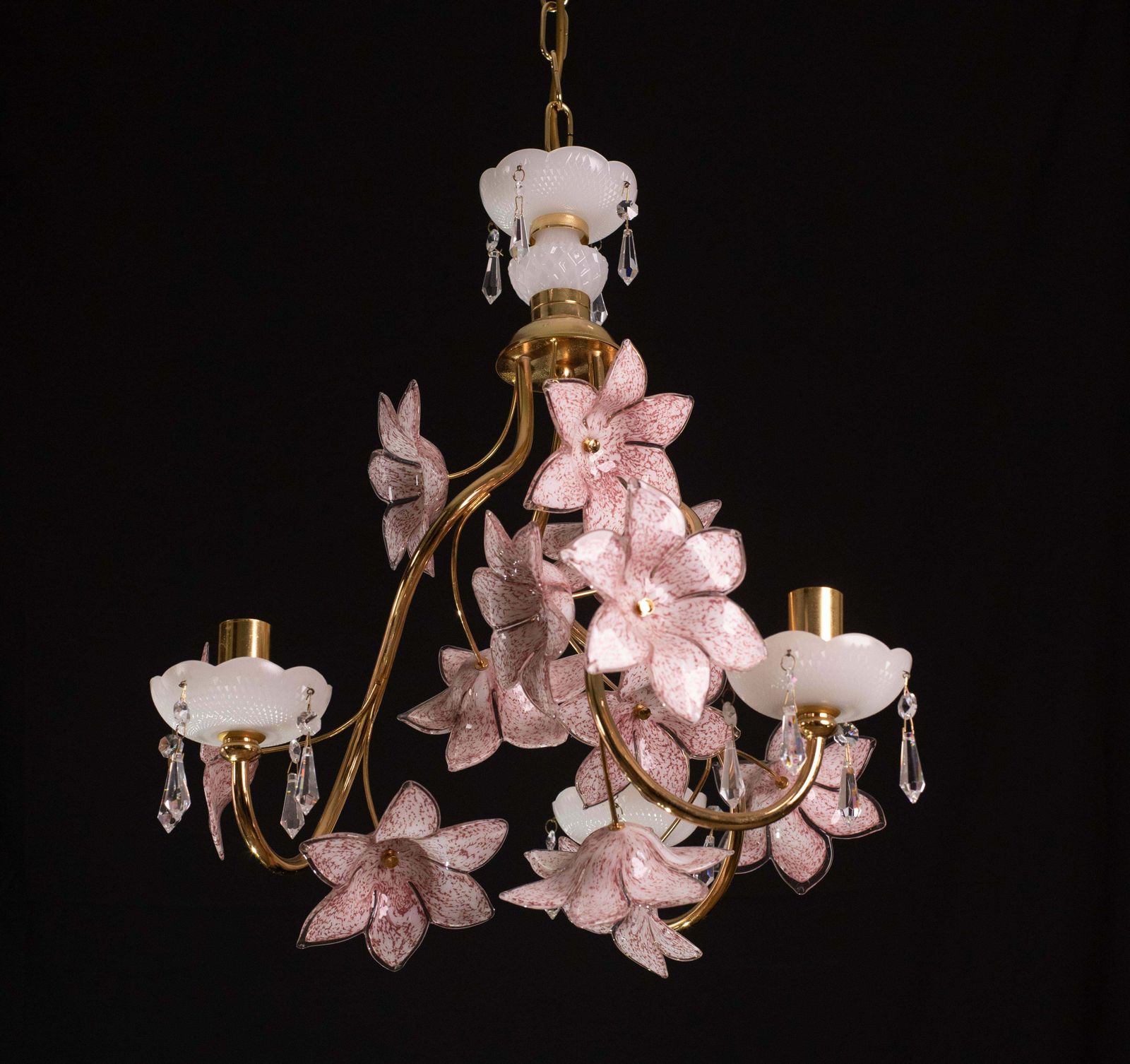 1316.0 Delicious Pink Flowers Murano Chandelier, 1970s photo