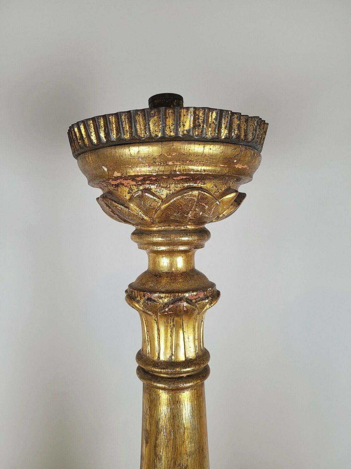 2145.0 Suite Of 3 Large Candlesticks In Golden Wood, Early 19th Century Flag photo
