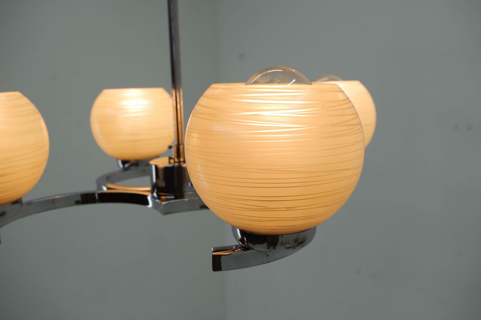 Mid Century Chandelier By Napako, 1950s, Restored photo Lighting