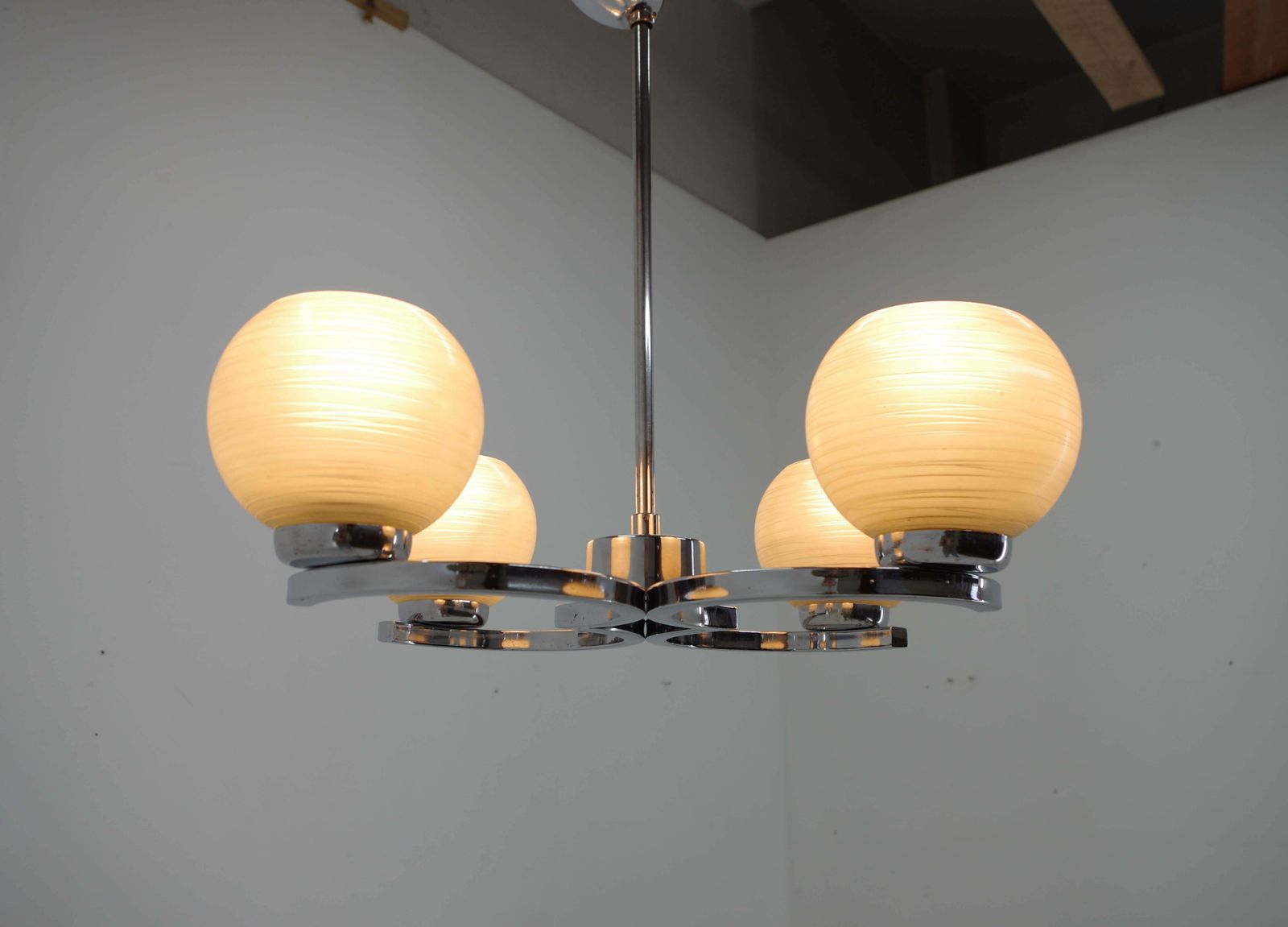 Mid Century Chandelier By Napako, 1950s, Restored photo vinterior