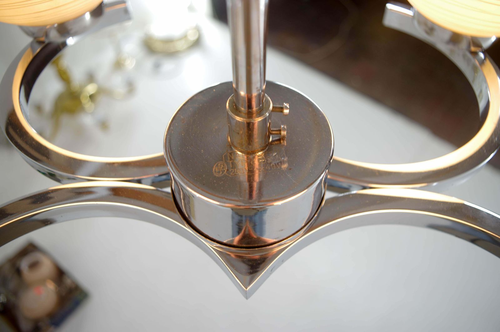 photo furniture Mid Century Chandelier By Napako, 1950s, Restored