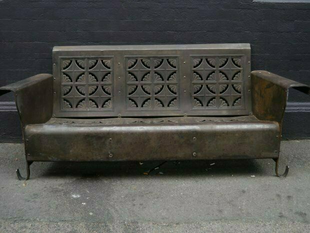 1930's Metal Bench, 1930s, Vintage photo furniture