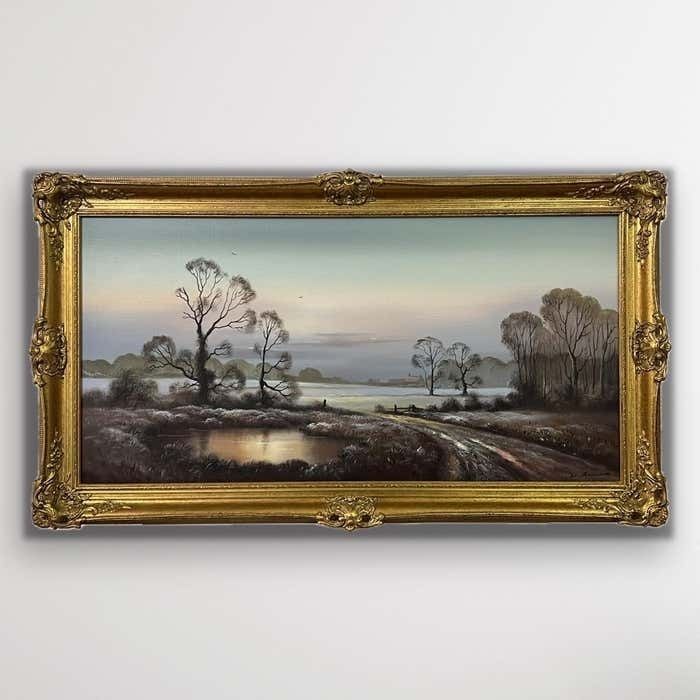 Wendy Reeves Winter Mist At A Farm In The English Countryside By 20th Century British Artist photo furniture