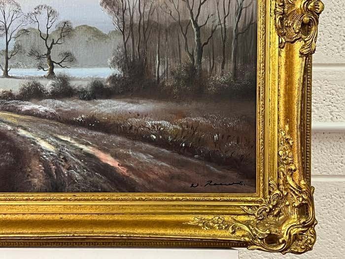 Wendy Reeves Winter Mist At A Farm In The English Countryside By 20th Century British Artist photo vintage