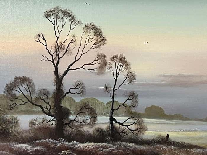 2450.0 Wendy Reeves Winter Mist At A Farm In The English Countryside By 20th Century British Artist photo