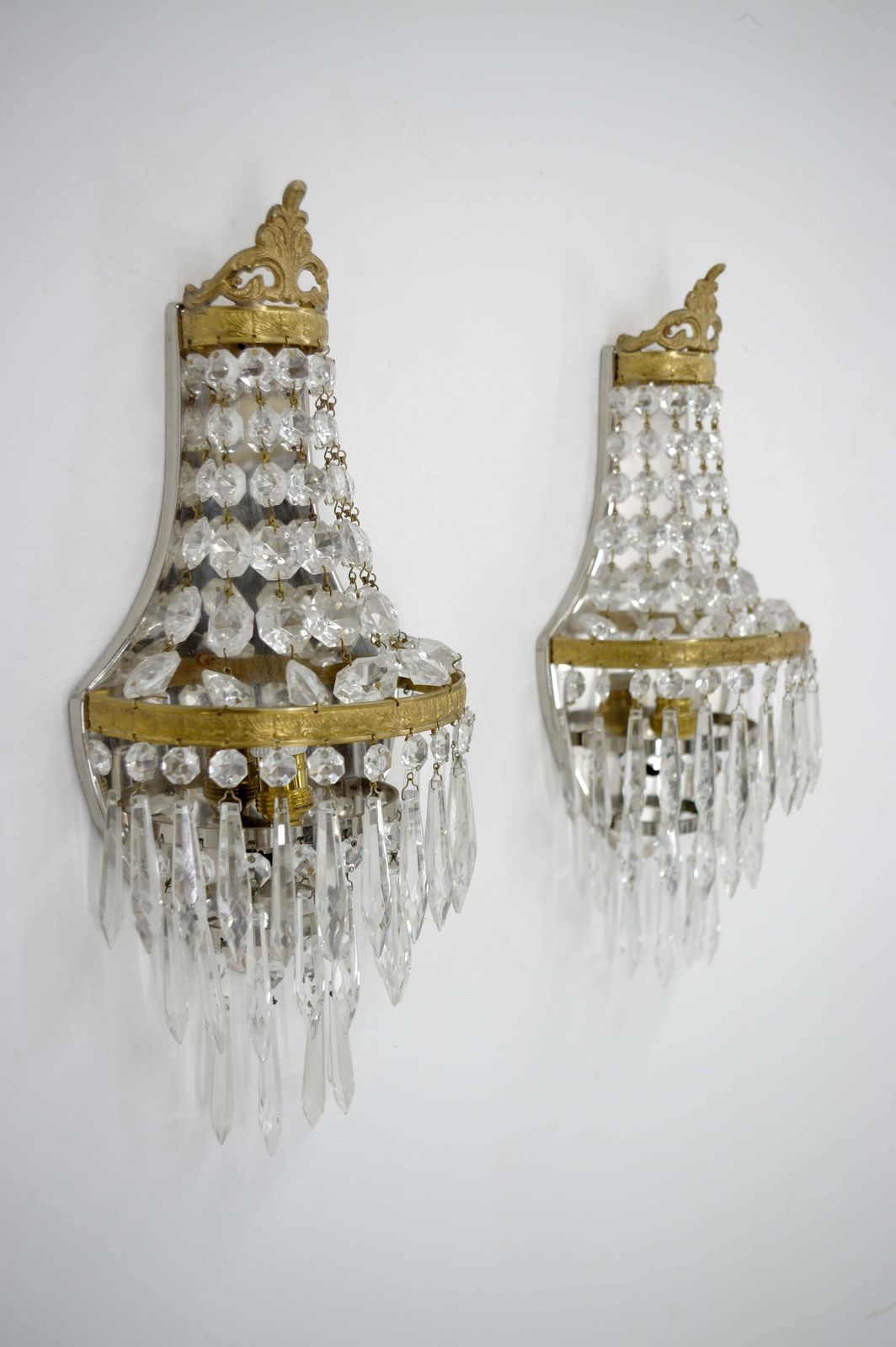 Set Of Two Art Nouveau Wall Lamps, 1920, Restored photo Lighting