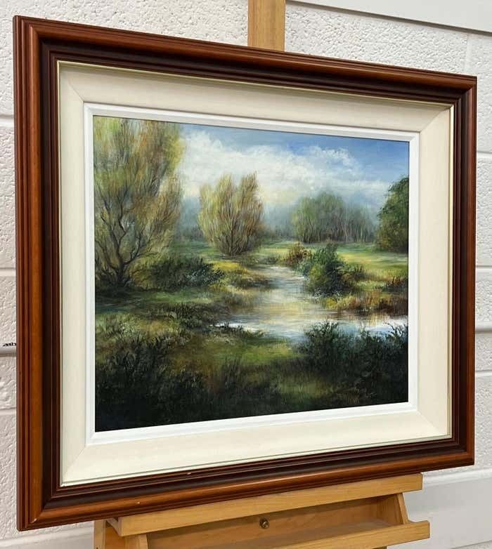 Doris Houston River Landscape Painting Of A Summer Evening In Ireland By 20th Century Artist 1998 photo furniture