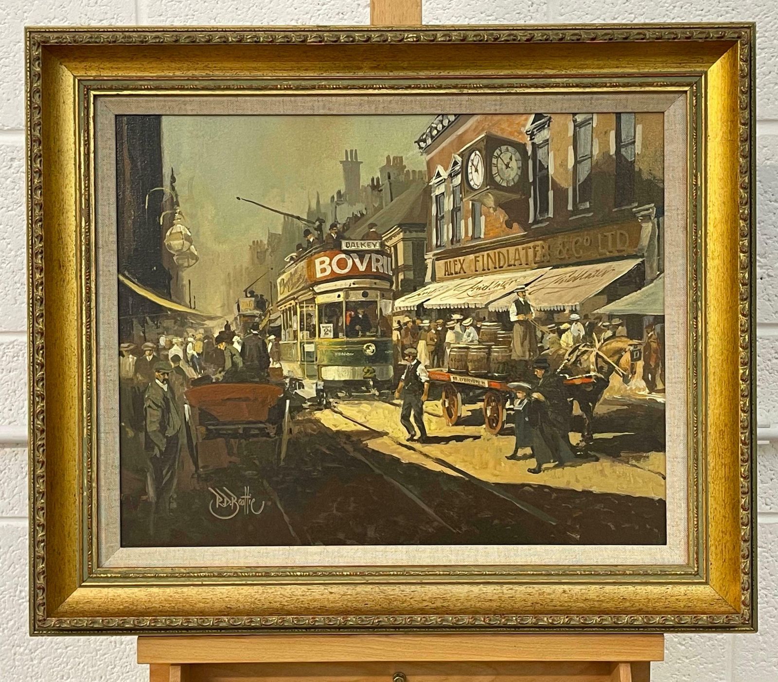 Robert D Beattie Oil Painting Of Kingstown Dublin In 1910 By Modern Impressionist Irish Artist  1950 Circa photo for sale