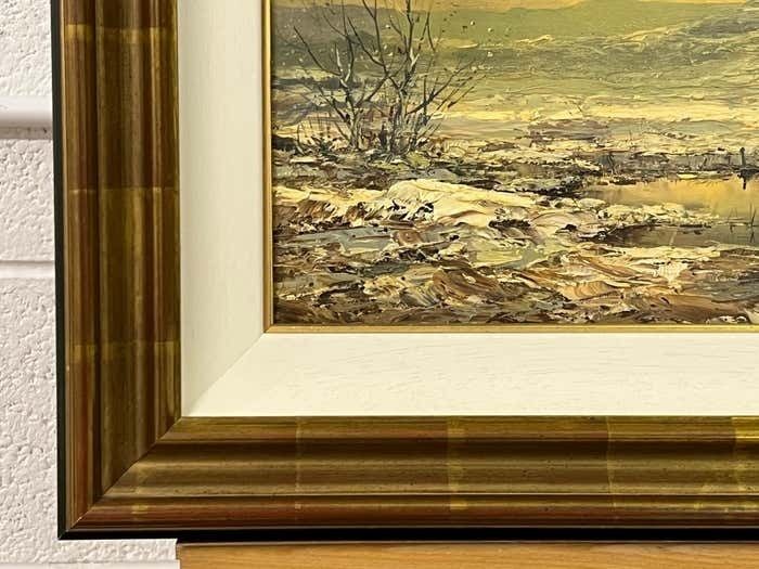 Art Joop Smits Painting Of The Winter Sunshine With Mountain Lake By 20th Century Dutch Artist 1995 Circa photo