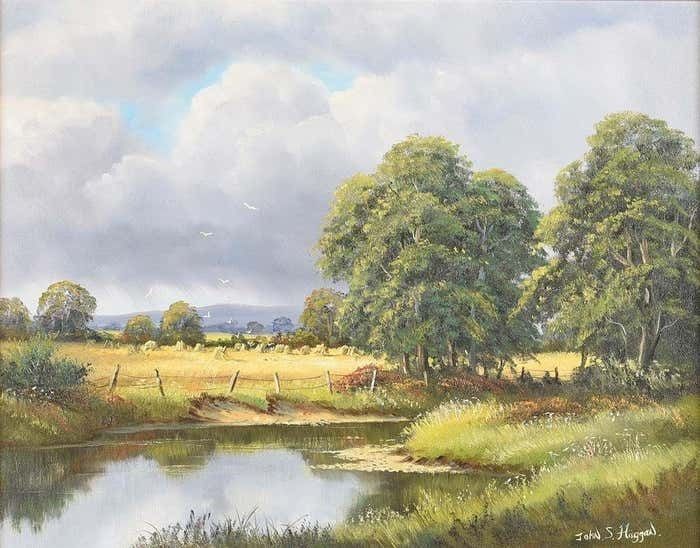 John S Haggan River Landscape With Rain Clouds In Ireland By 20th Century Modern Irish Artist 1985 Circa photo Art