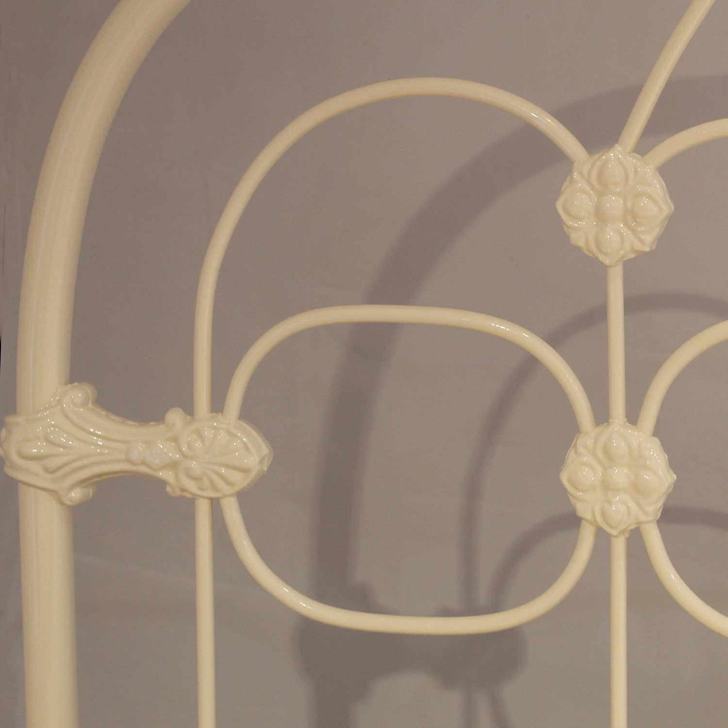 Matching Pair Of Large Single Antique Beds In Cream (With Bases) photo for sale