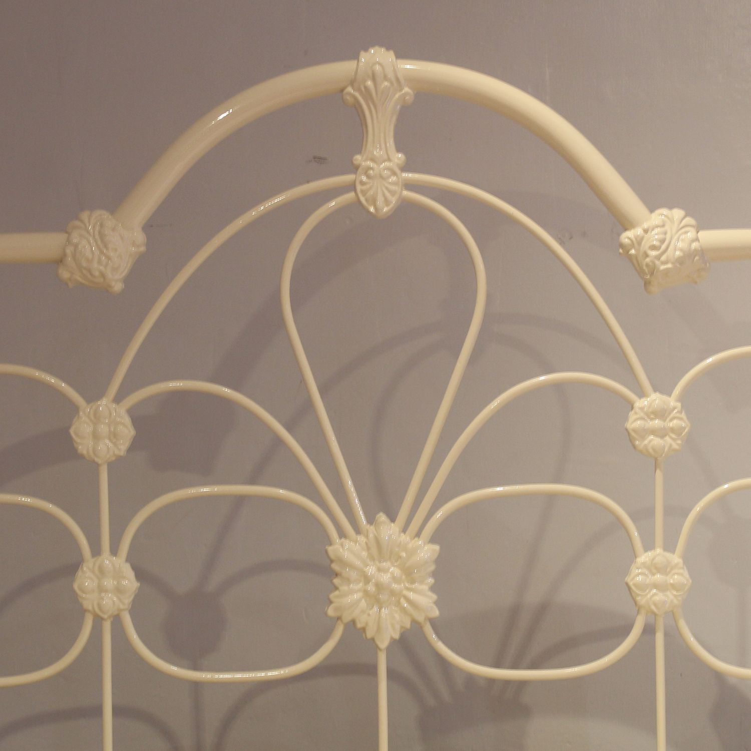 photo furniture Matching Pair Of Large Single Antique Beds In Cream (With Bases)