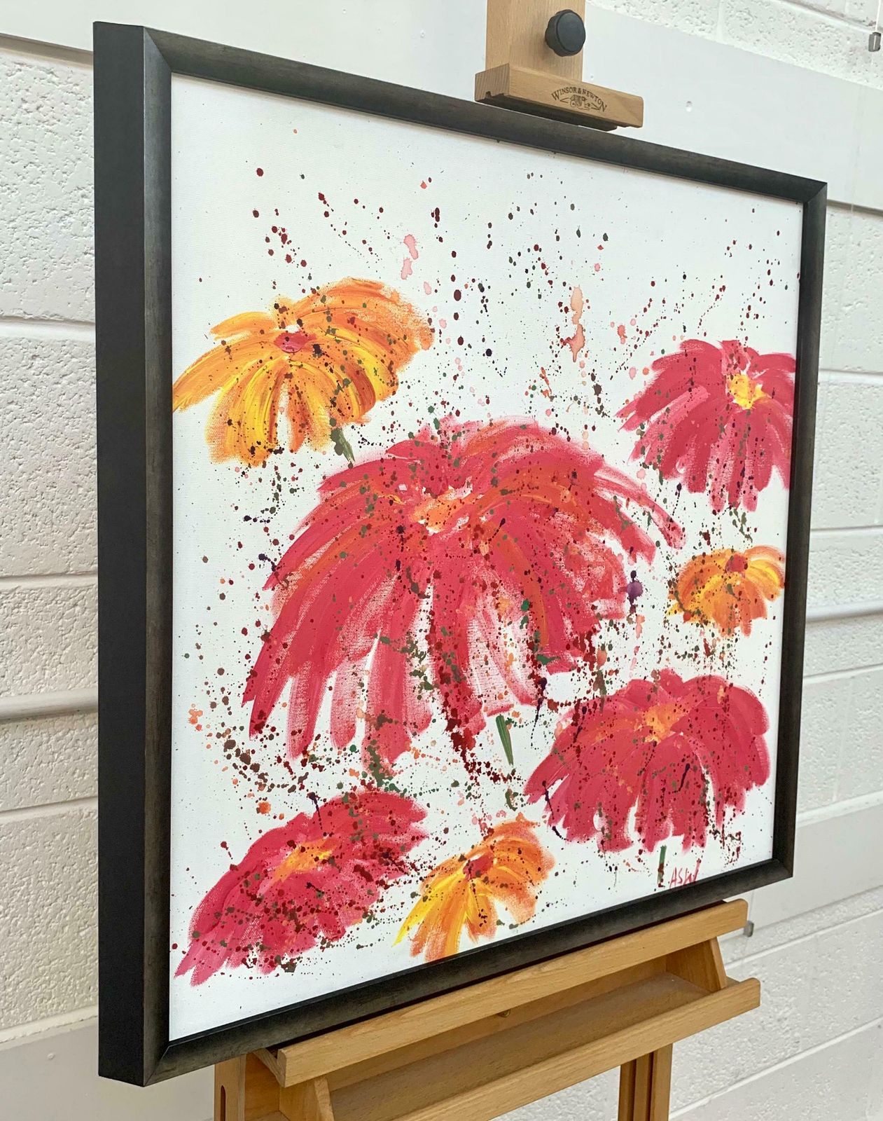 Angela Wakefield Abstract Red & Pink Flowers On A White Background By Contemporary British Artist 2006 photo for sale