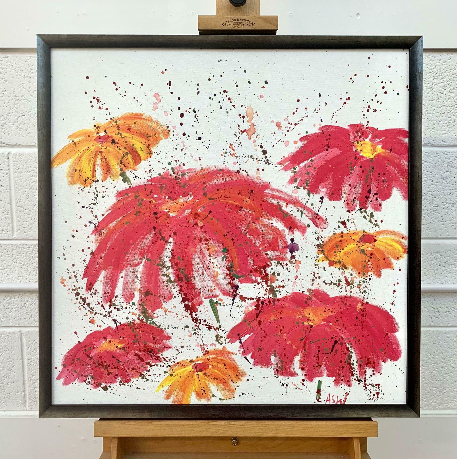 Angela Wakefield Abstract Red & Pink Flowers On A White Background By Contemporary British Artist 2006 photo Art